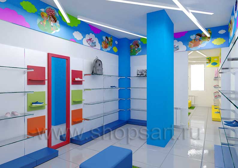 Дизайн детского магазина Емеля Южно-Сахалинск торговое оборудование КАРАМЕЛЬ