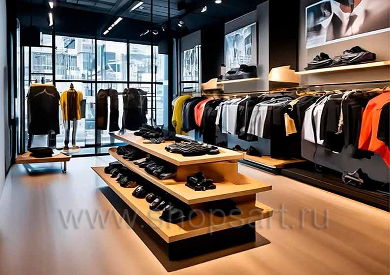 Дизайн интерьера 2 магазина одежды торговое оборудование МОДНЫЙ ШОПИНГ