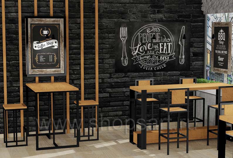 Дизайн интерьера для кафе баров ресторанов мебель ЛОФТ