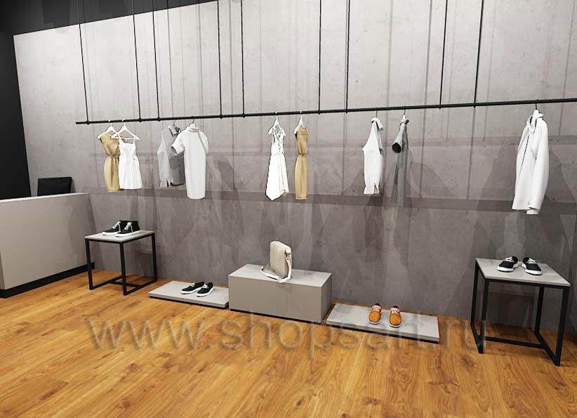 Дизайн интерьера магазина одежды Yuki Yan Москва торговое оборудование ЛОФТ