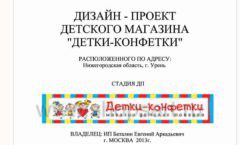 Дизайн проект детского магазина Детки-конфетки Урень торговое оборудование АКВАРЕЛИ Лист 01