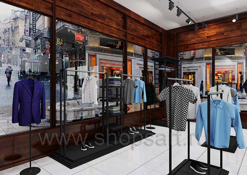 Дизайн интерьера магазина мужской одежды торговое оборудование КЛАССИЧЕСКИЙ ЛОФТ
