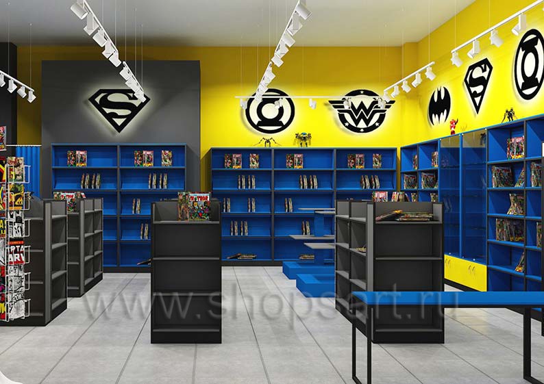 Дизайн интерьера 2 книжного магазина комиксов торговое оборудование КНИГОЛЮБ