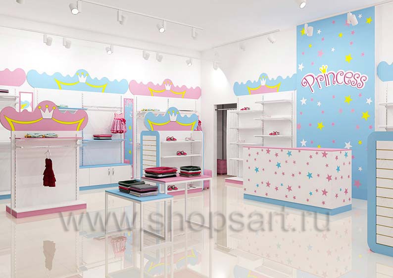 Дизайн интерьера детского магазина торговое оборудование ПРИНЦЕСС