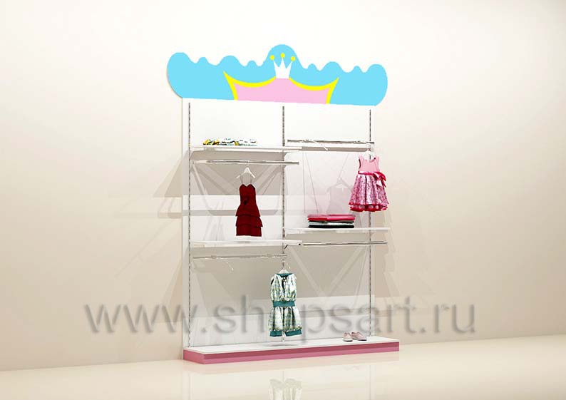 Мебель для детского магазина торговый стеллаж с навеской под одежду для девочек торговое оборудование ПРИНЦЕСС