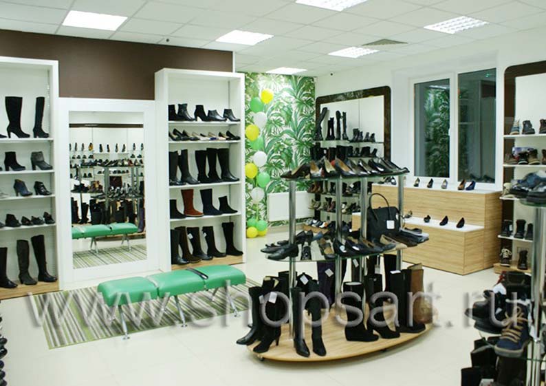Фото торгового оборудования в магазинах обуви | ShopsArt.ru