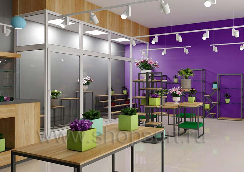 Дизайн интерьера магазина цветов торговое оборудование БУКЕТ