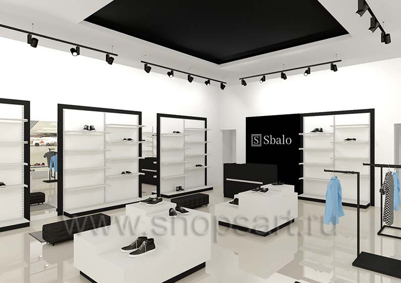 Дизайн интерьера магазина обуви Sbalo ТРЦ Спектр торговое оборудование СТИЛЬ ЛОФТ