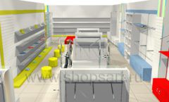 Дизайн интерьера детского магазина Детки конфетки коллекция торгового оборудования ГОЛУБАЯ ЛАГУНА Дизайн 2