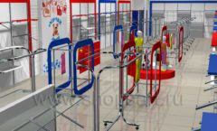 Дизайн детского магазина Дочки-Сыночки коллекция торгового оборудования АКВАРЕЛИ Дизайн 1