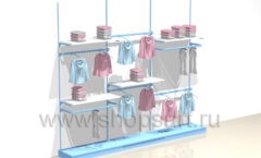 Блок пристенных стеллажей для одежды торговое оборудование РАДУГА