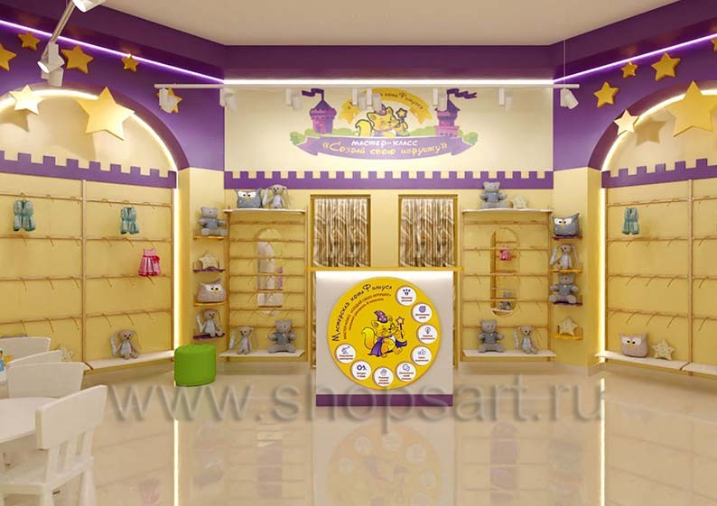 Дизайн интерьера детского магазина Филиус ТРК Гранд Каньон торговое оборудование МАМИН ДОМ