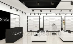 Дизайн интерьера магазина обуви Sbalo ТРЦ Гринвич торговое оборудование ЧЕРНОЕ И БЕЛОЕ Дизайн 05