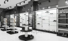 Дизайн интерьера магазина обуви торговое оборудование ЧЕРНОЕ И БЕЛОЕ Дизайн 12