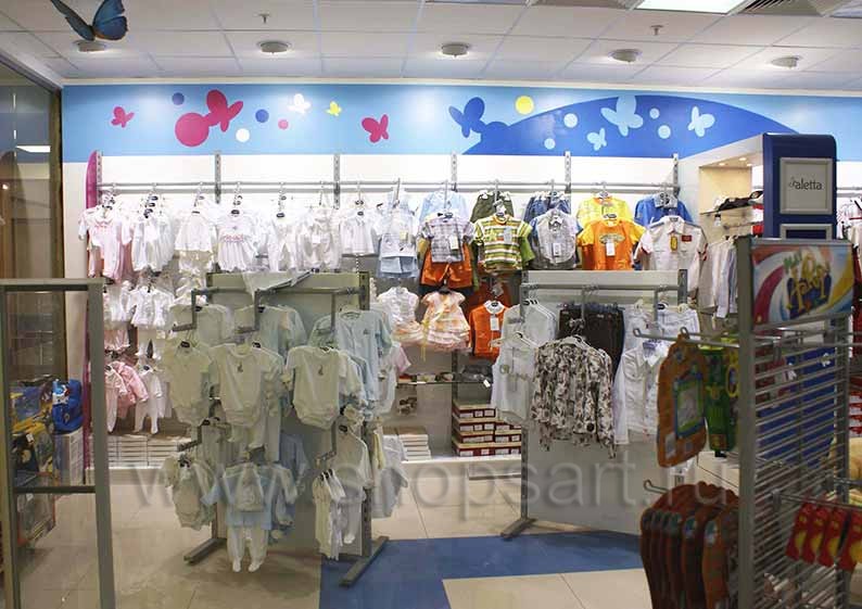 Торговое оборудование для магазина детской одежды магазина Мария Горки 10 коллекция ГОЛУБАЯ ЛАГУНА Фото