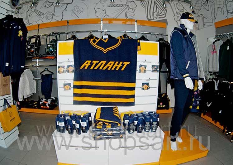 Торговое оборудование для магазина хоккейного клуба Атлант коллекция АТЛАНТ Фото