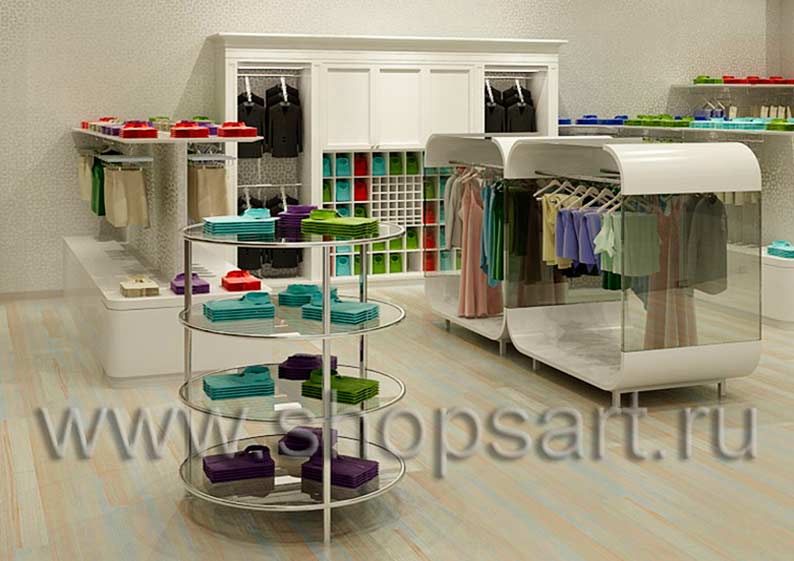 Дизайн интерьера магазина детской одежды Винни ТЦ Юнимолл торговое оборудование БЕЛАЯ КЛАССИКА