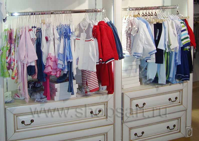 Торговое оборудование для магазина детской одежды магазина Baby Star коллекция ЭЛИТ ГОЛД Фото