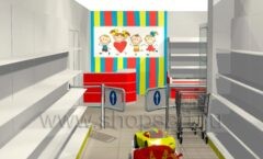 Дизайн магазина детской одежды Детки-конфетки торговое оборудование ГОЛУБАЯ ЛАГУНА Дизайн 04