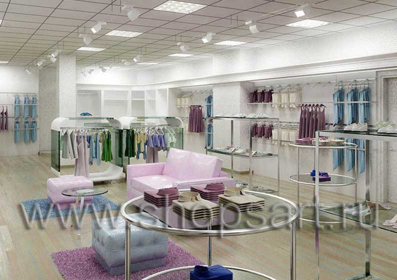 Дизайн интерьера магазина детской одежды Жирафа Ставрополь торговое оборудование 21 ВЕК