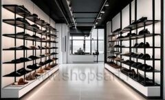 Дизайн интерьера 2 магазина обуви торговое оборудование ЧЕРНОЕ И БЕЛОЕ Дизайн 02