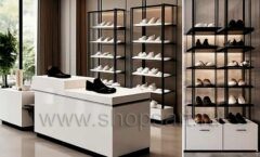 Дизайн интерьера 2 магазина обуви торговое оборудование ЧЕРНОЕ И БЕЛОЕ Дизайн 03