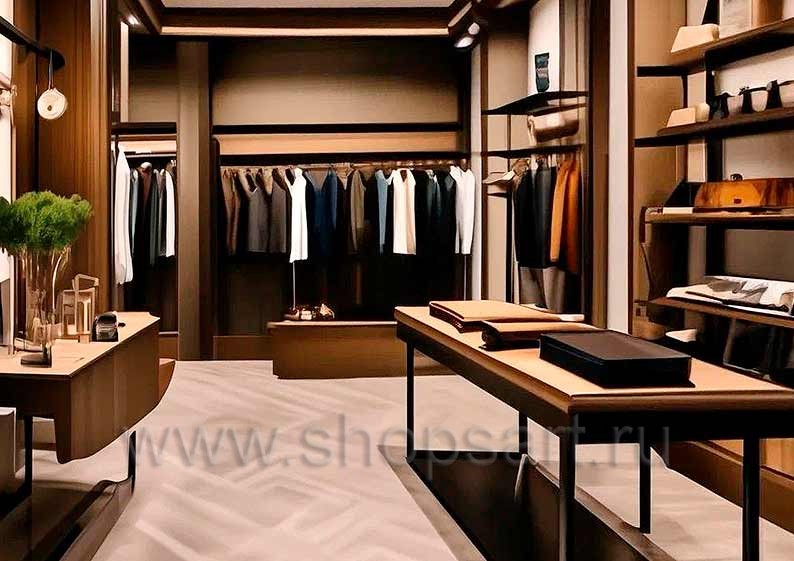 Дизайн интерьера 2 магазина мужской одежды торговое оборудование МУЖСКОЙ СТИЛЬ