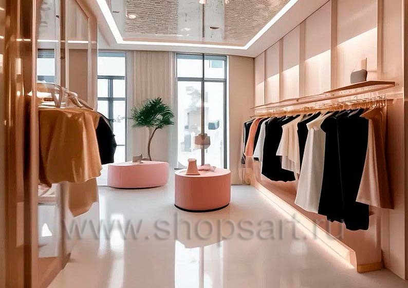Дизайн интерьера магазина женской одежды торговое оборудование ИСАБЕЛЬ