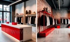 Дизайн интерьера магазина одежды торговое оборудование КРАСНАЯ ЛИНИЯ Дизайн 05