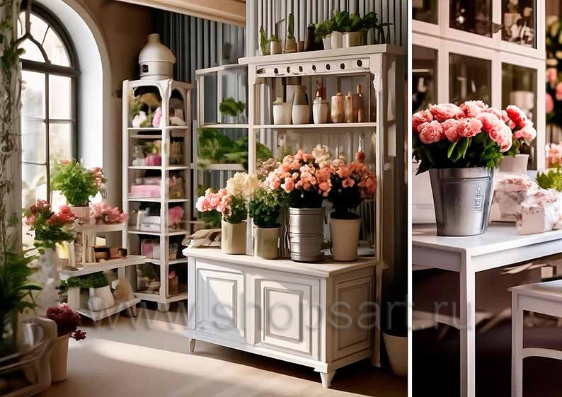 Дизайн интерьера 3 магазина цветов торговое оборудование БУКЕТ