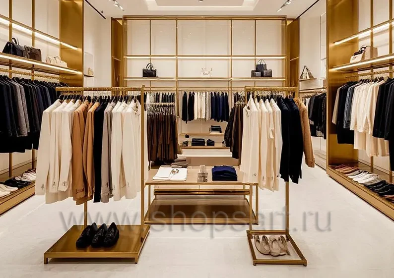 Дизайн интерьера 6 магазина одежды торговое оборудование ЗОЛОТАЯ ЛИНИЯ