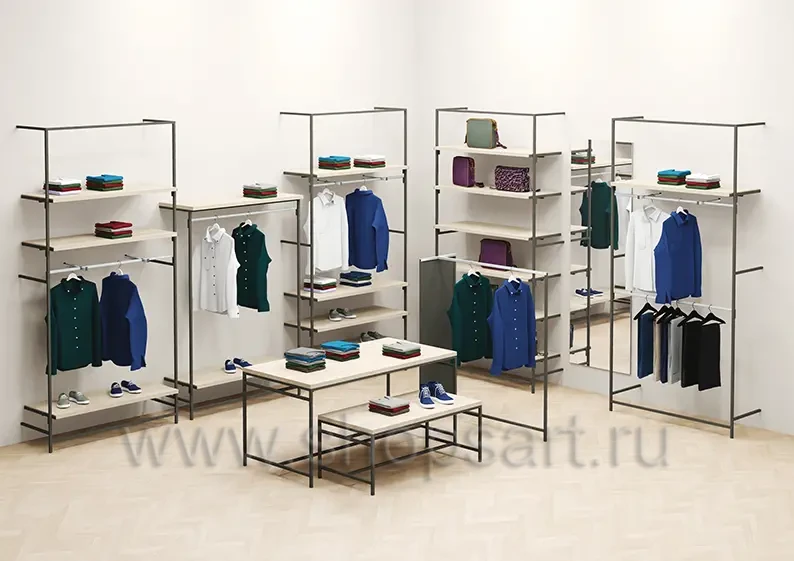 Торговое оборудование коллекции ПРЕСТИЖ для магазинов одежды и аксессуаров Торговое оборудование ПРЕСТИЖ для магазинов одежды и аксессуаров