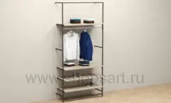 Стеллаж высокий с полками и кронштейнами для одежды торговое оборудование ПРЕСТИЖ