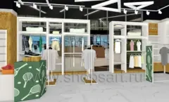 Дизайн интерьера магазина Мир тенниса торговое оборудование МОДНЫЙ ШОПИНГ Дизайн 01