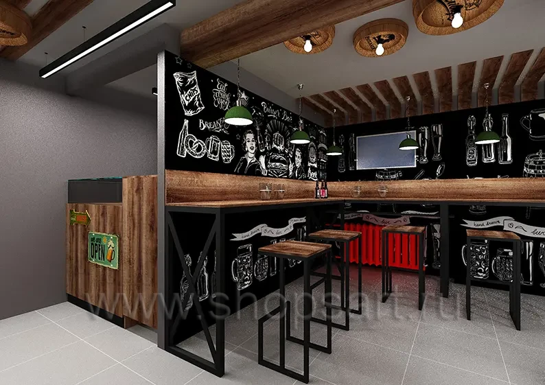 Дизайн интерьера бара За пивом и за дымом коллекция мебели ЛОФТ