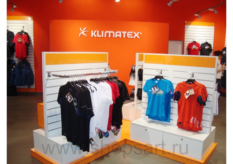 Торговое оборудование для магазина спортивной одежды KLIMATEX коллекция АТЛАНТ Фото