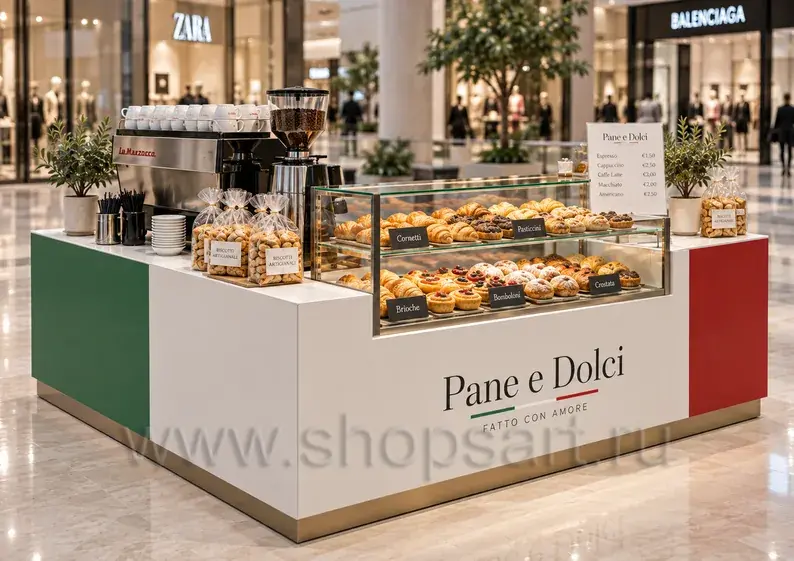 Торговый островок Pane e Dolci для кофе и выпечки